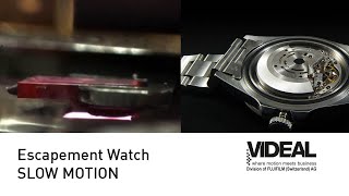 Inside a watch escapement in color | Slow Motion | CHROMOS Industrial