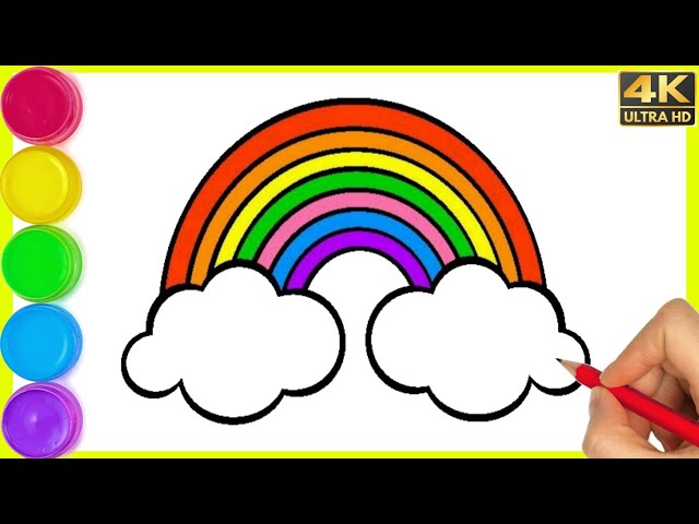 How to Draw a Rainbow and Clouds Easy with Coloring - YouTube