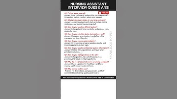Nursing Assistant Interview Questions and Answers | Nursing Assistant Job Interview