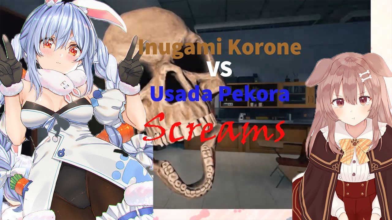 Inugami Korone VS Usada Pekora Jumpscares and SCREAMS (Hide and Shriek)
