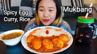 Spicy Egg Curry with Rice Mukbang ||Nepali Mukbang|| Hari Karuna