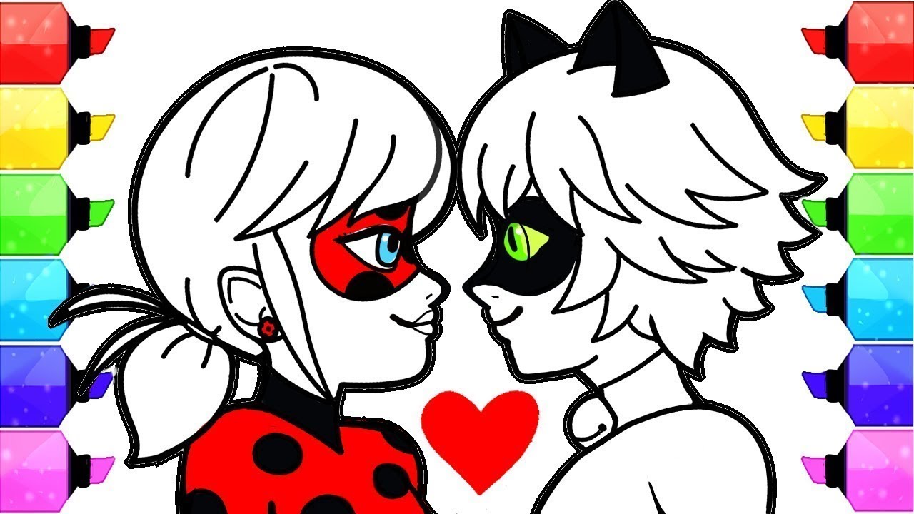 DESENHANDO E COLORINDO A LADYBUG - PINTAR A LADYBUG E CAT NOIR 