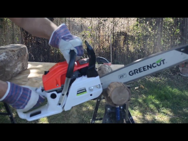 Tronconneuse 62cc 3,8cv moteur à essence 2 temps, épée de 20 pouces, 76  dents, guidon ergonomique - Greencut GS620X