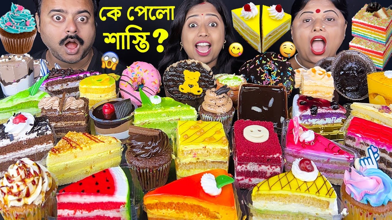 30 PASTRY EATING CHALLENGE & WIN RS.1000/-- MONGINIS VS MIO AMORE VS KRIMZ CHOCOLATE CAKE MUKBANG