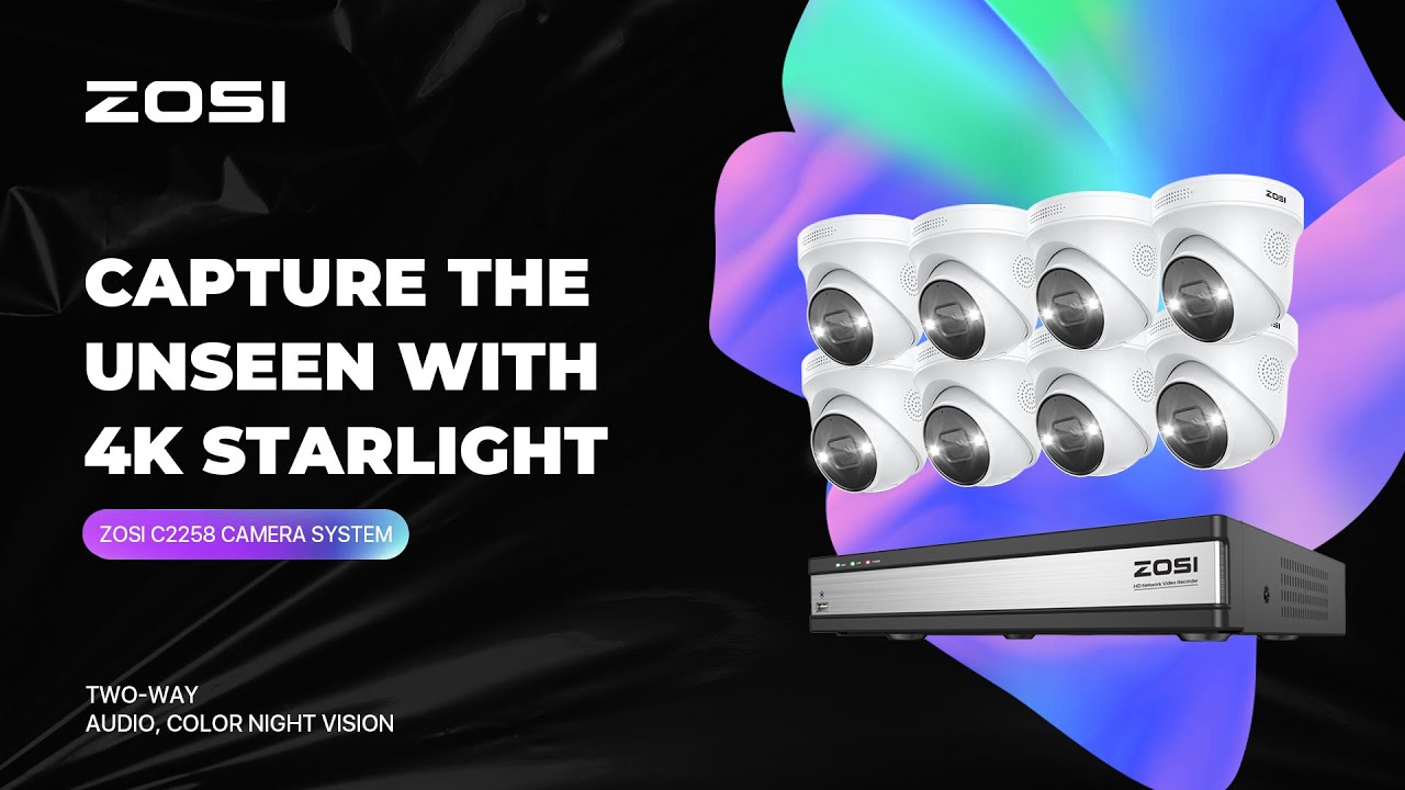 ZOSI C2258-K 4K PoE Security Camera System with Two-Way Audio, Color ...