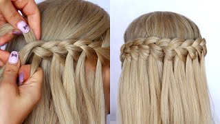 NEW 3 Strand Waterfall Braid Step by Step | Hair tutorial by Another Braid #shorts Resimi