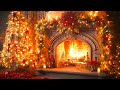 Fireplace christmas music  christmas relaxing music ambience  fireplace burning christmas music