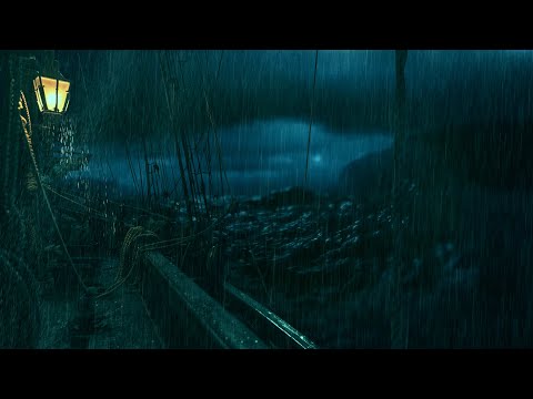 Relaxing rain and relaxing sea waves - the sound of ocean storm waves at night helps reduce stress 🌊