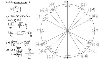 Find the Exact Value of the Cotangent of (17*Pi/6) Using the Unit Circle