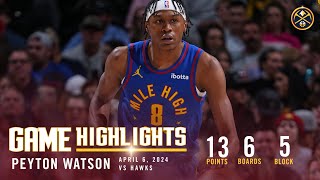 Peyton Watson Full Game Highlights vs. Hawks 🎥