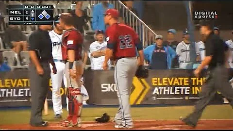 CONTROVERSIAL STEAL HOME FOR LEAD RUN WITH PITCHER...