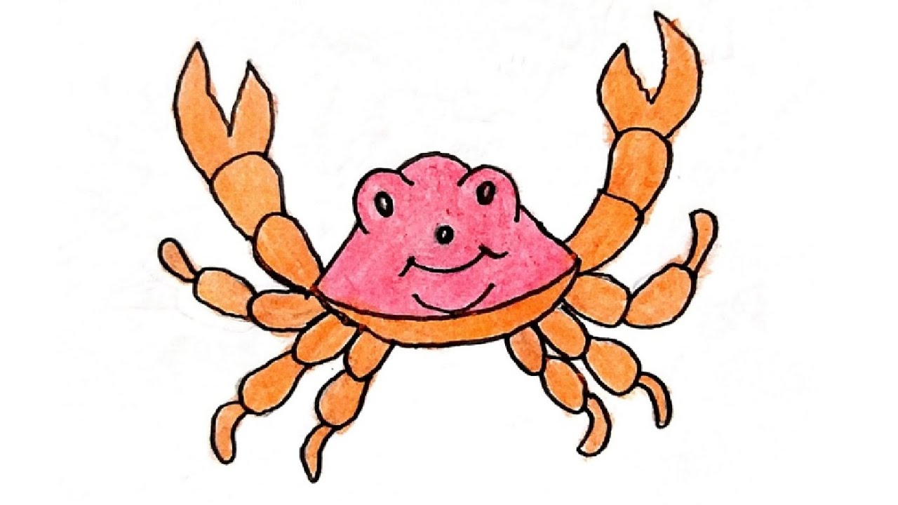 Crab easy Drawing || How to Draw a Crab step by step || Simple Crab easy Drawing Colouring