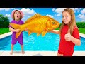 Funny stories with Magic Fish for kids with Nastya
