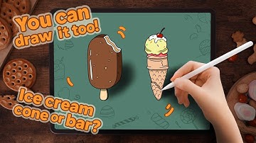 Draw Ice Cream in Procreate, Cone vs Bar🍦Easy Step by Step