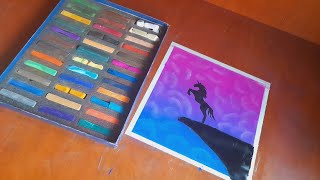 How To Make Unicorn  Drawing  Easy😀 /Drawing With Soft Pastel Stencil Art  #Shorts