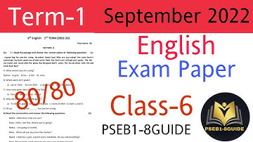 #pseb #class6 English Sample Paper#september2022 #class-6 #solved