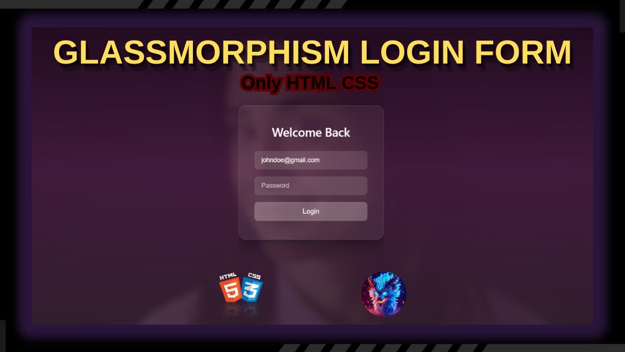 Create a Glassmorphism Login Form Only HTML CSS - YouTube