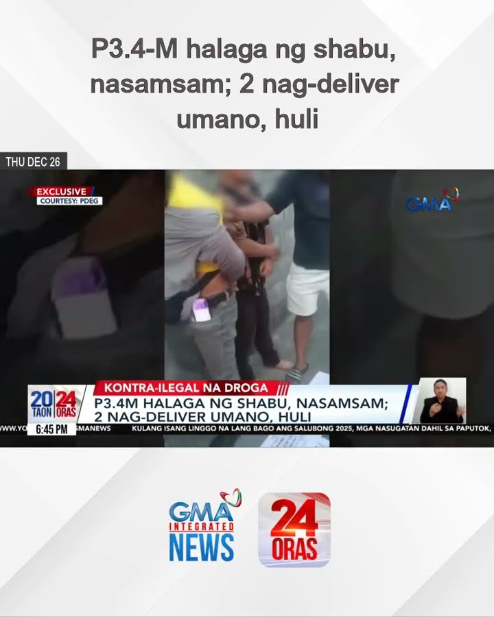 P3.4-M halaga ng shabu, nasamsam; 2 nag-deliver umano, huli | 24 Oras