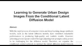 Celebrity Learning to Generate Urban Design Images From the Conditional Latent Diffusion Model Profile