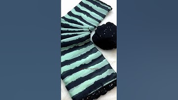 Georgette satin digital printed sarees with sequence work border comes with black sequence blouse