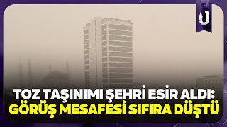 Şanlıurfada Toz Taşınımı Şehri Esir Aldı Görüş Mesafesi Düştü, Araçlar Toza Gömüldü