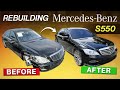 REBUILDING A SALVAGE MERCEDES S550 / S65 AMG CONVERSION IN 15 MIN INCREDIBLE REBUILD TRANSFORMATION