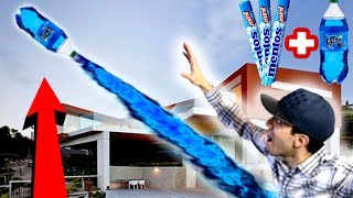 NERF SODA and MENTOS ROCKET MOD!! HOW TO LAUNCH A SODA BOTTLE OVER 150 FEET IN THE AIR!