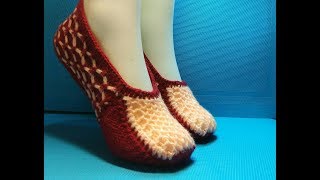 картинка: Вязание спицами домашние тапочки #179