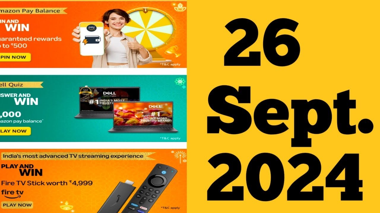 Amazon Dell, pay Balance Quiz Answers Today || Amazon Daily Quiz Today 26 September 2024