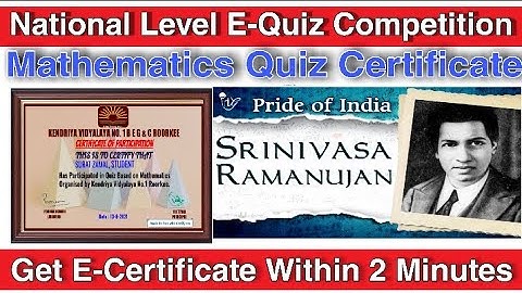 National Level Quiz on Mathematics I Mathematics Quiz Certificate I Free Certificate I Maths Quiz