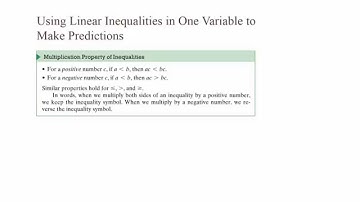 Using Linear Inequalities in One Variable to Make Predictions Chapter 3 Section 5