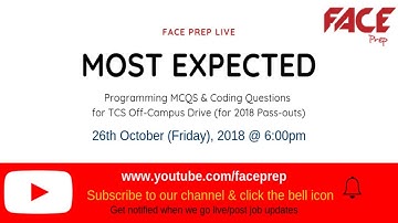 Most Expected Programming MCQs and Coding Questions for TCS Off-Campus Drive (for 2018 pass-outs)