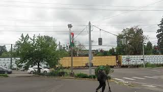 Union Pacific Train crosses SE Harmony Rd in MIlwaukie, Oregon July 22nd 2022