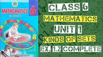class 6 maths | unit 1 Sets | ex 1.2 | Sindh text book board