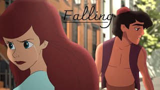 Falling  Aladdin and Ariel