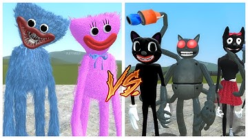 Team Mecha CARTOON CAT vs TEAM HUGGY WUGGY Strength Comparison - GarrysMod Sandbox