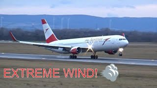 December plane spotting (VIE-Schwechat airport) [EXTREME WIND!!!]