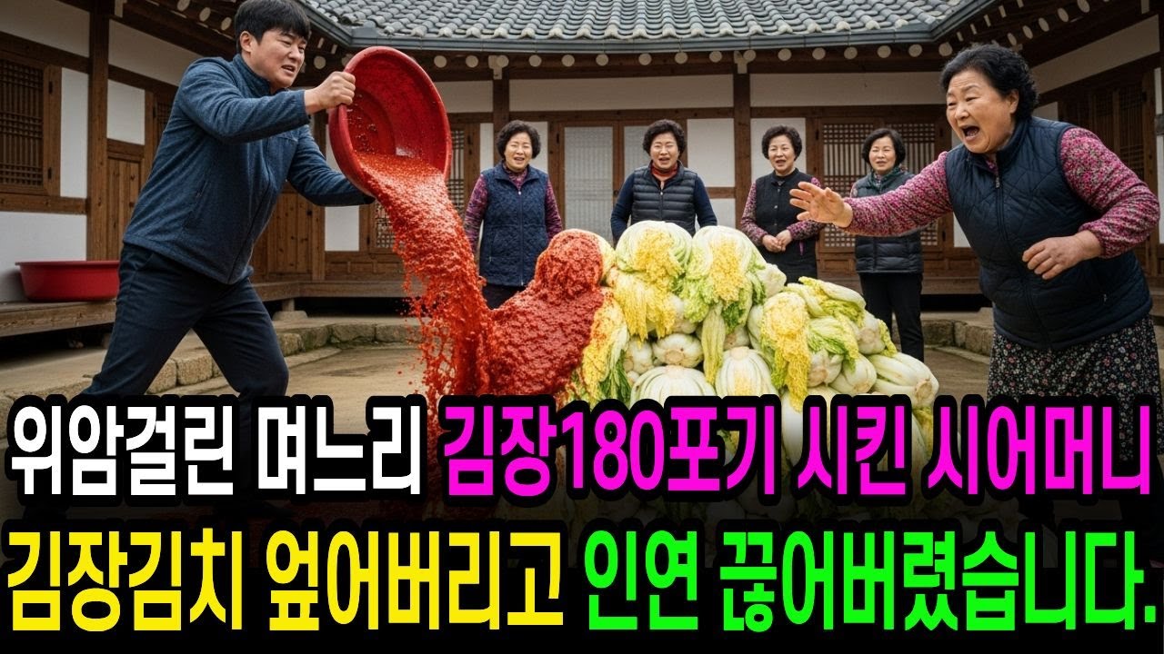 위암걸린 며느리 김장180포기 시킨 시어머니 김장김치 엎어버리고 인연 끊어버렸습니다.