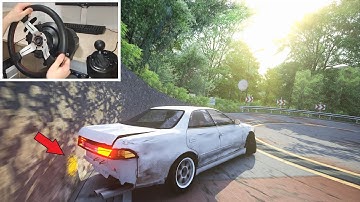 Drifting only LEFT LANE on Touge with Steering Wheel | Assetto Corsa Graphics Mods