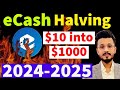 Ecash halving price 10 into 1000    bitcoin 90000   saga coin update 