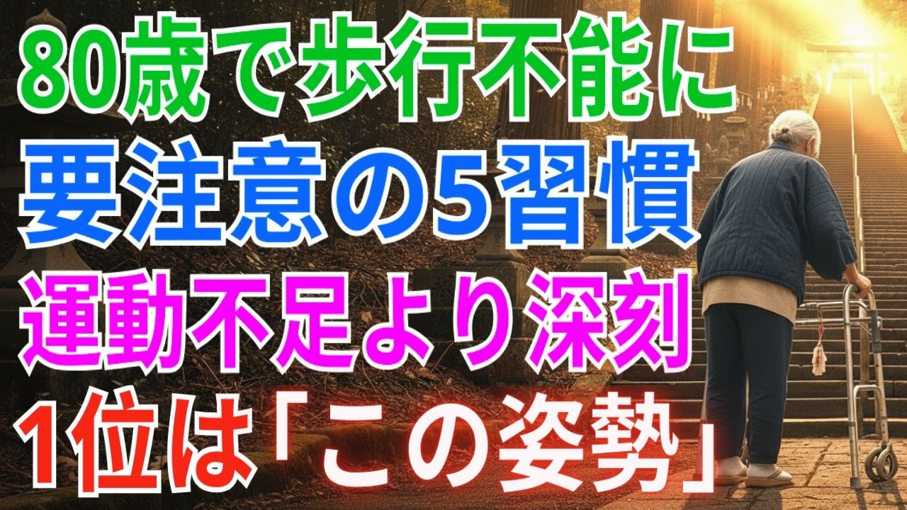 【99%の人が知らない】80歳を過ぎて歩行が困難になる原因となる5つの生活習慣｜運動不足は第5位、本当の第1位は日本人が日常で無意識に続けているあの座り方