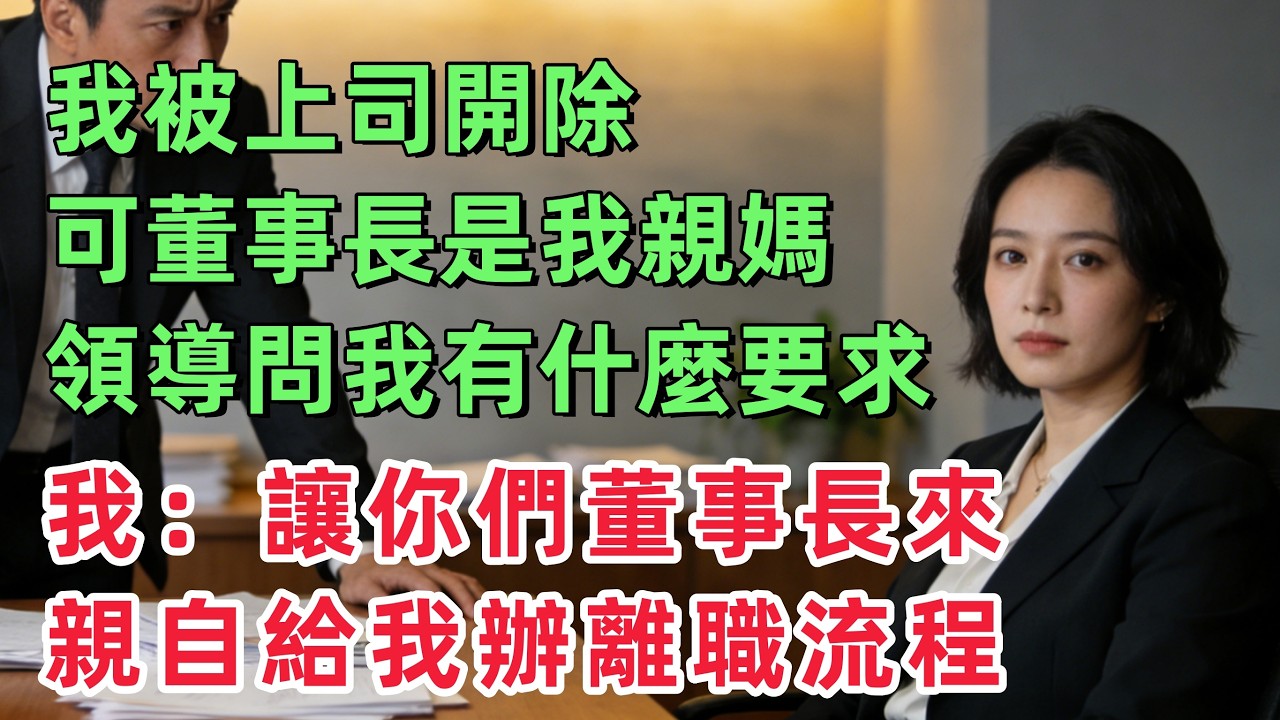 我被上司開除，可董事長是我親媽。領導問我有什麼要求，我平靜地說：讓你們董事長來，親自給我辦離職流程！！！「情感故事」