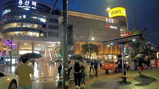 【4K UHD】 Прогулка по Сеулу дождливым вечером ☂️🚶 - Станция Юнсан (Сентябрь 2021 г.) (EP.165)