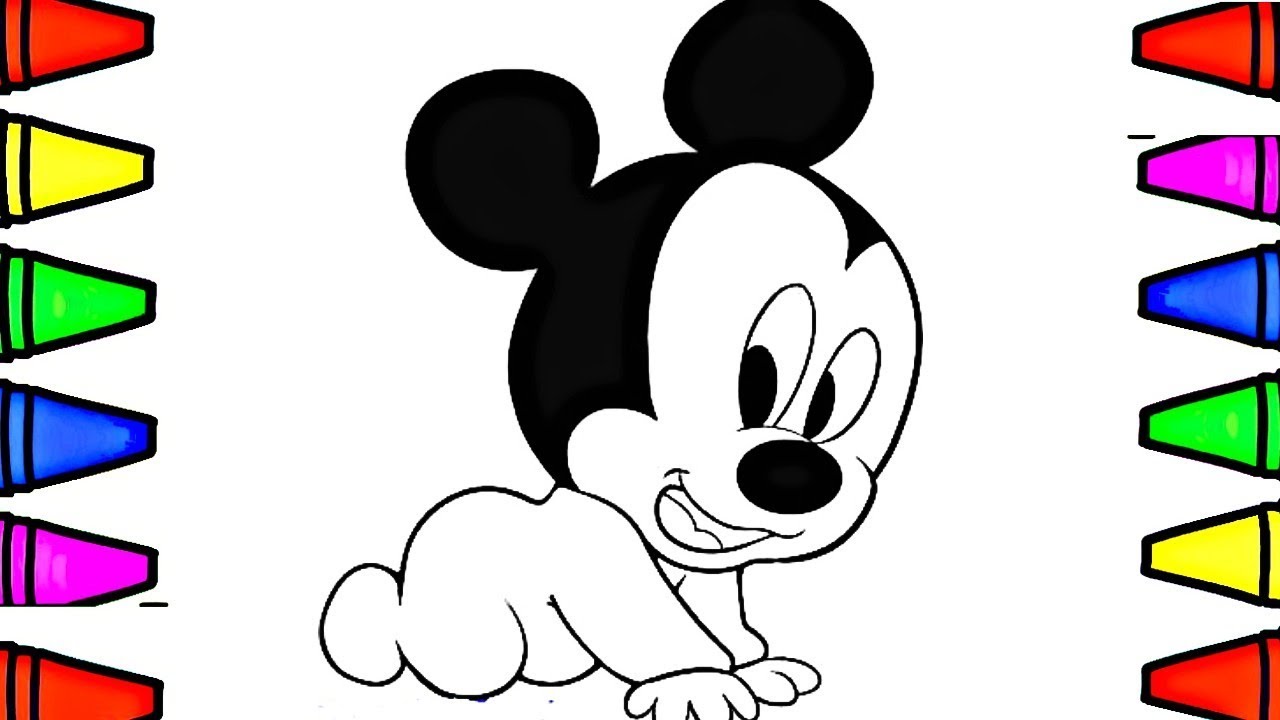 Draw And Fill Colour On Baby MICKEY MOUSE Kids Coloring Pages YouTube Draw And Fill Colour On Baby MICKEY MOUSE Kids Coloring Pages YouTube