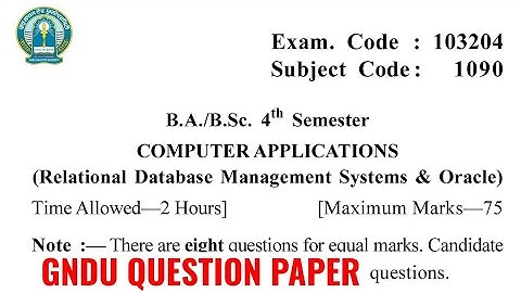 Gndu BA / Bsc 4th Semester Computer Applications Question Paper | Computer Applications Paper 2024