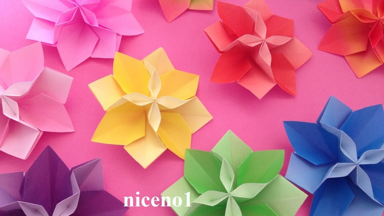 折り紙 花 １枚 立体 の折り方 Origami Flower Tutorial Niceno1 Youtube