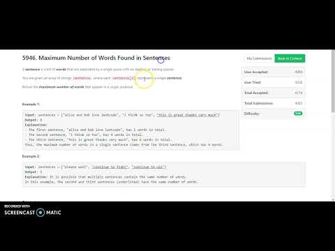 Maximum Number of Words Found in Sentences | LEETCODE | Biweekly Contest 68