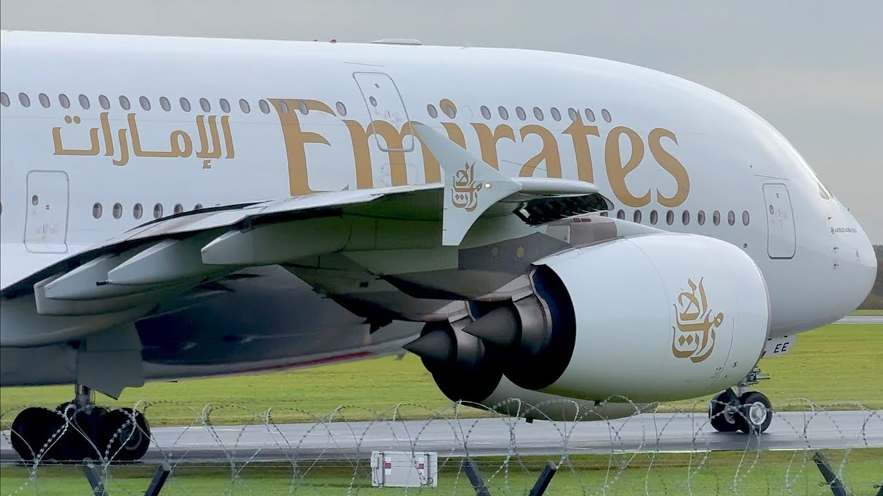Emirates Rudder Up Close with the Mighty Emirates A380 at Take Off 4K Close Up - YouTube