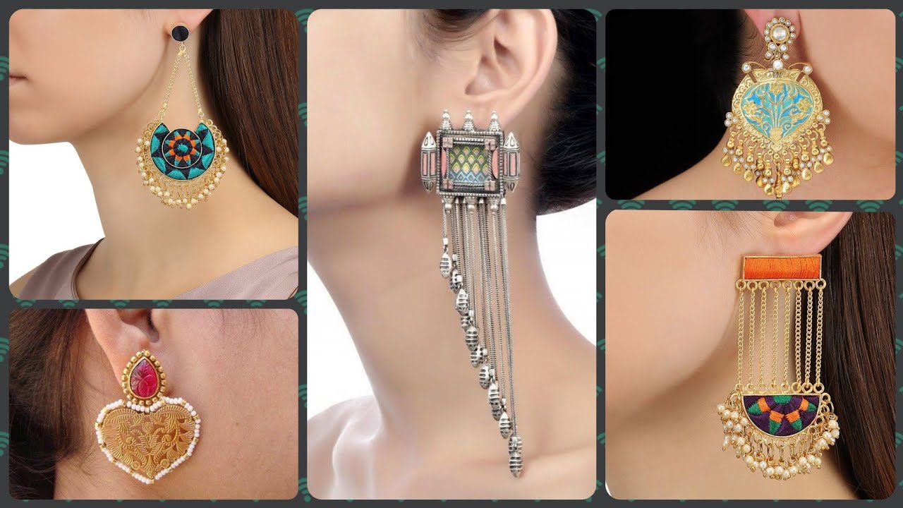 Latest And Unique Gold Ear Cuffs earrings With Long Chain