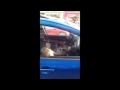 Un perro impaciente dentro de un coche toca el claxon
